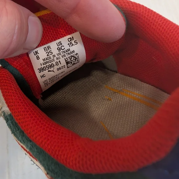PUMA Kids Retro Colorful Sneakers - Gray and Red Size 9 - Picture 8 of 9